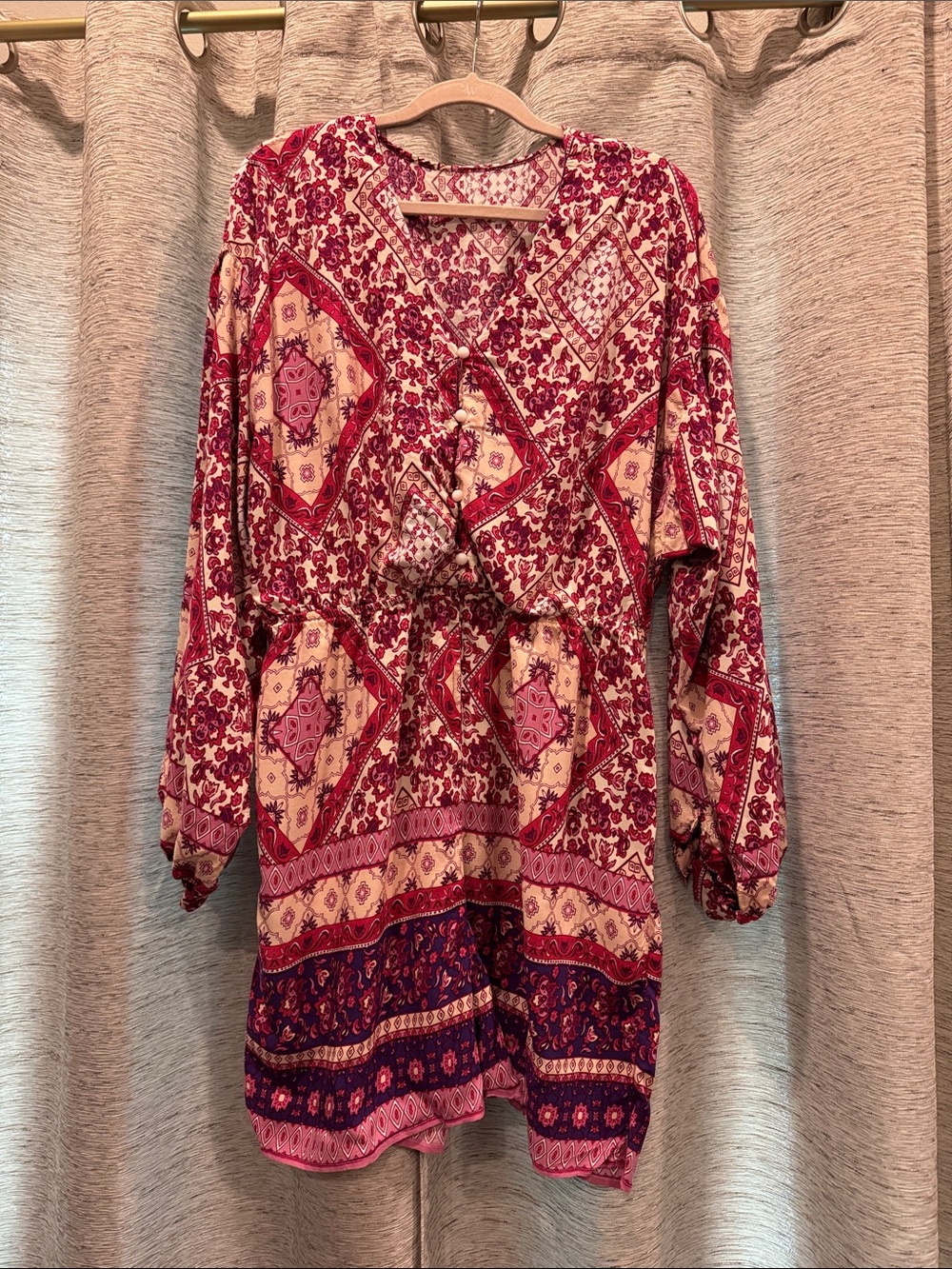 🚨2/$10🚨SHEIN Pink & Purple Floral Patchwork Tunic